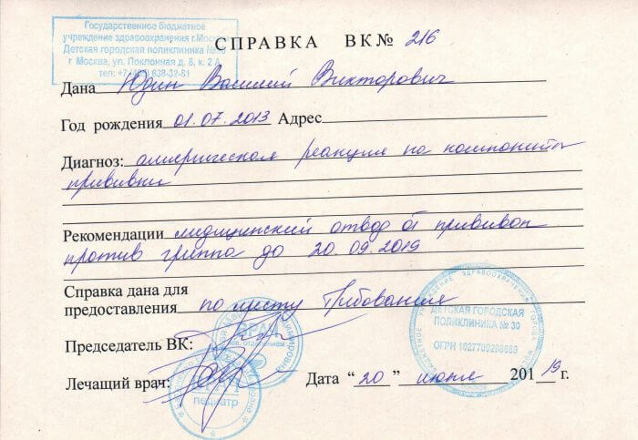 Купить справку медотвод в Спб с доставкой